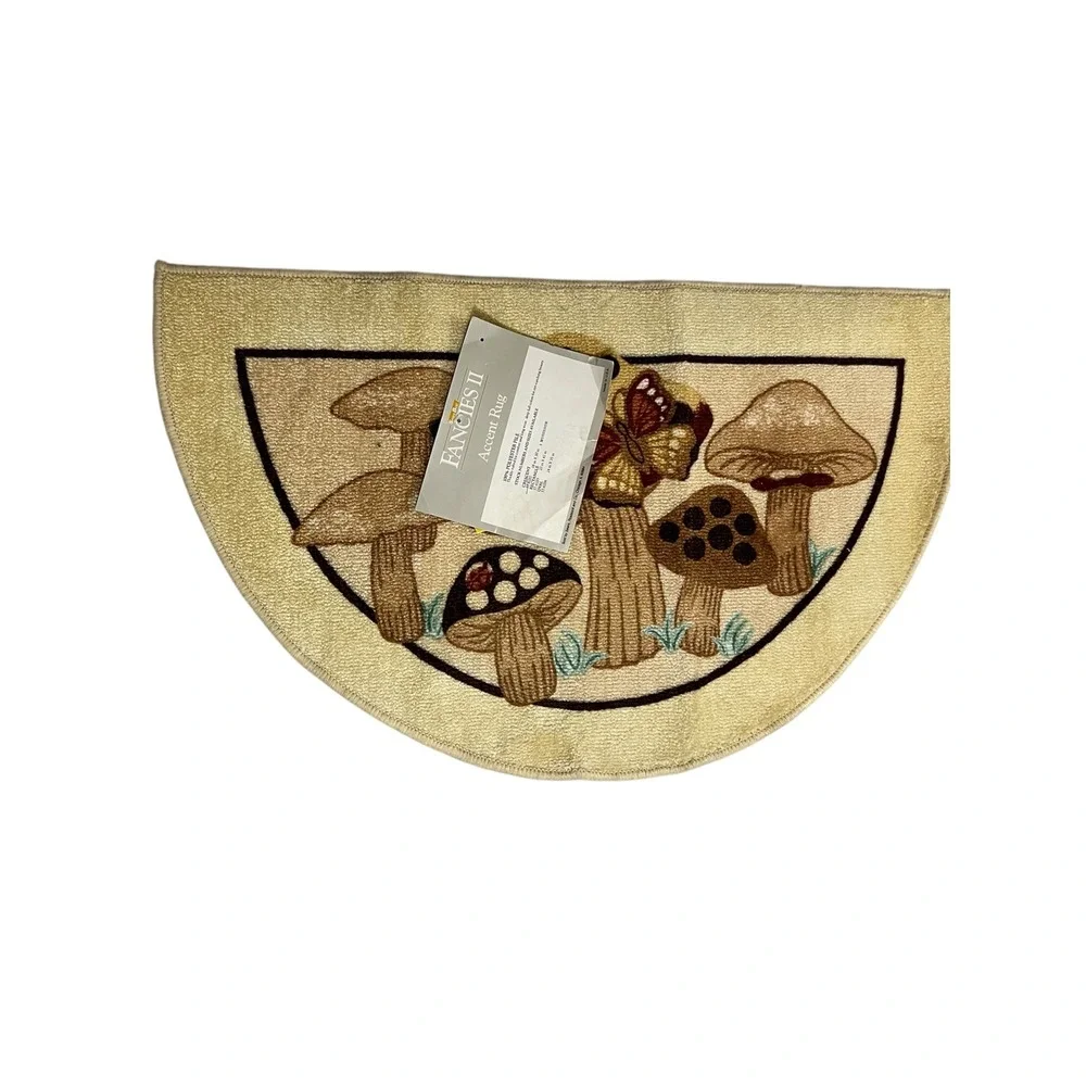 Sears Fancies II Mushroom Butterfly Crescent Accent Rug 18x30 Tan Brown NEW